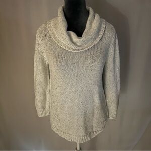 NWT Evan Picone Cream Turtleneck Sweater with Sequin Accents